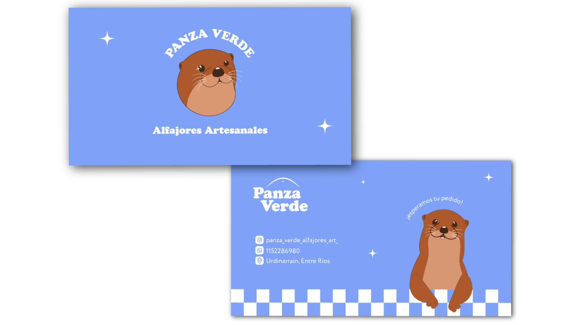 Foto tarjetas institucionales marca de alfajores